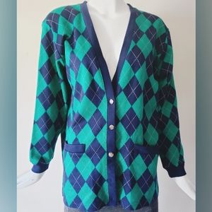 Vintage Argyle Pattern Cardigan Size Medium